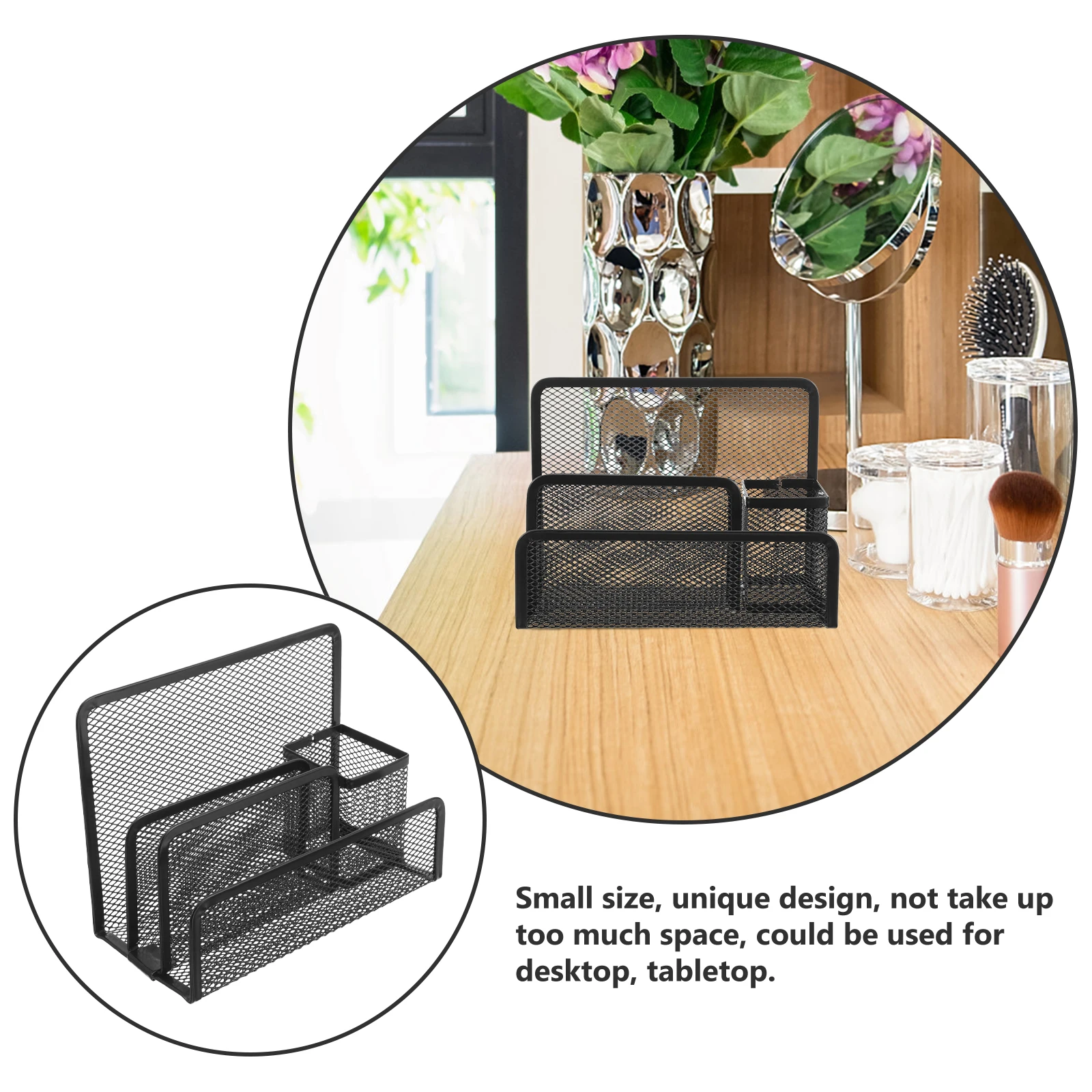 

Metal Mesh File Rack Desktop Storage Holder Small Sturdy Organizer for Home Office Tabletop File Storage Organizer