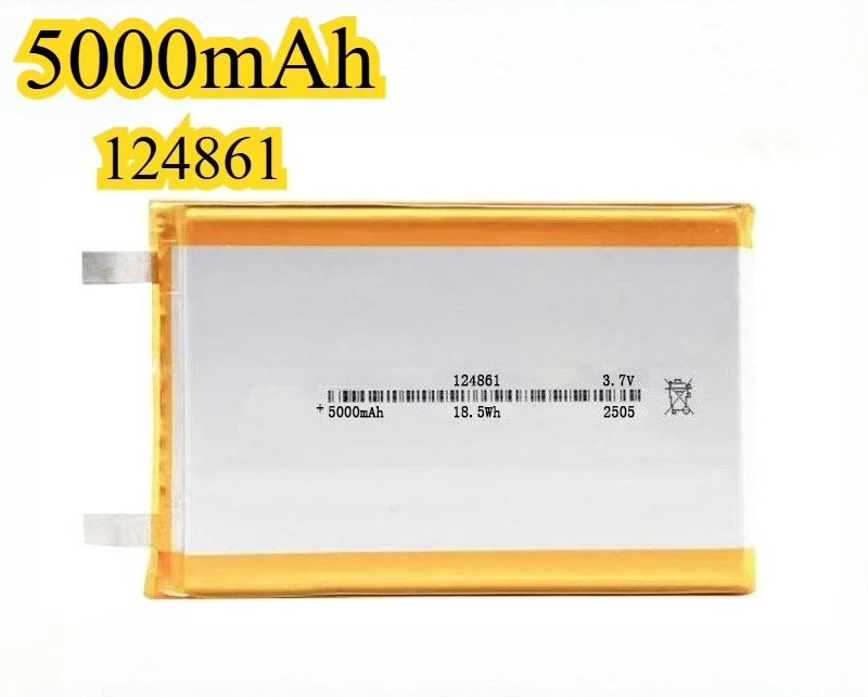 

5000 мАч 124861 Полимерная литиевая батарея подходит для грелок для рук Солнечные фонари Банки питания Bluetooth Наушники Игрушечные модели