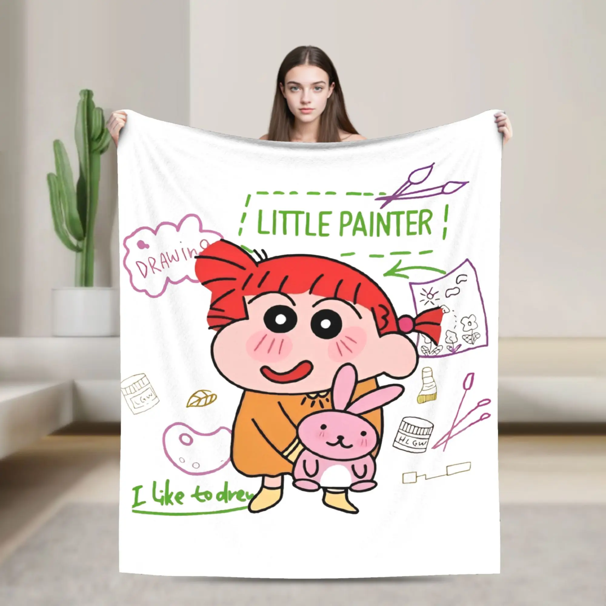 تلوين شين تشان بطانية الفانيلا ساكورادا نيني خفيفة الوزن رقيقة رمي بطانية لسيارة أريكة الأريكة المفرش #6