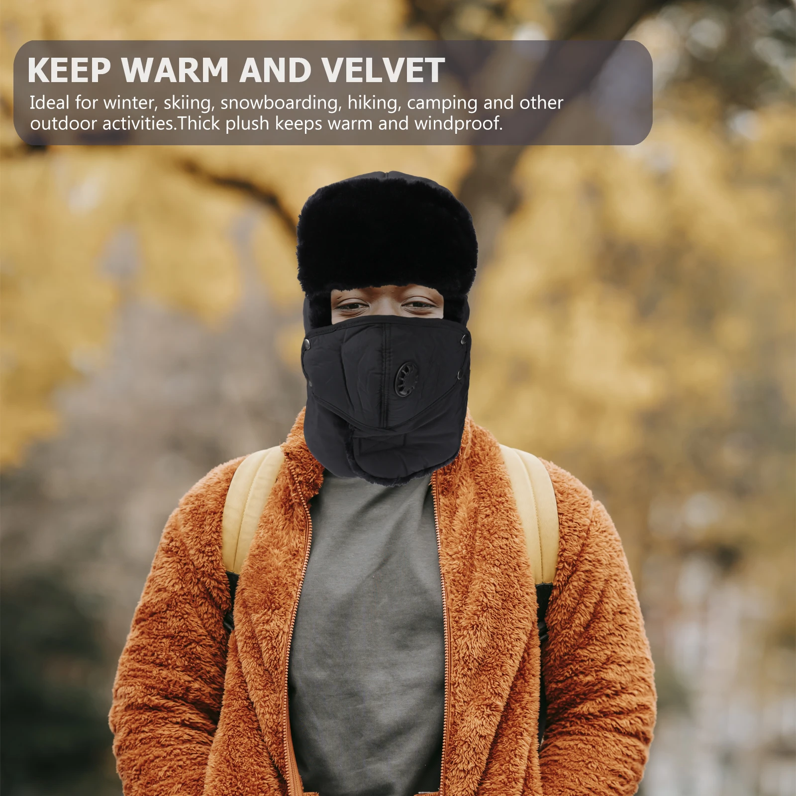 

Warm Winter Hats Earflap Cap for Men Women Outdoor Windproof Cold Caps Ski Snowboarding Hiking Camping Thick Cotton Ideal