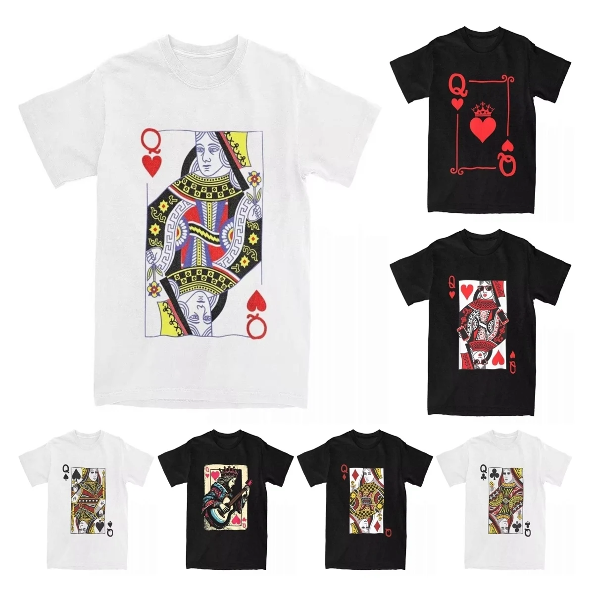 Königin der Herzen Diamanten Club Spaten Kartenspiel Karten Halloween Poker Männer T-Shirts Humor T-Shirts T-Shirt plus Größe Tops