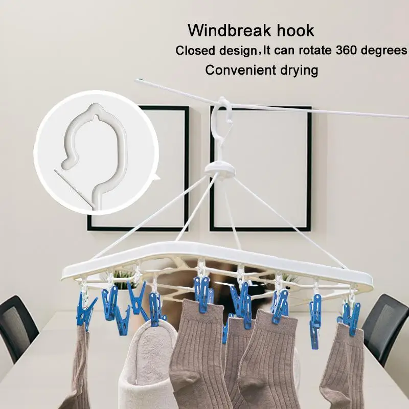 

Tea Flower Clothes Hanger with Clothespins - The Ultimate Drying Rack and Sock Hanger for Efficient Air Drying"Revolutionize yo