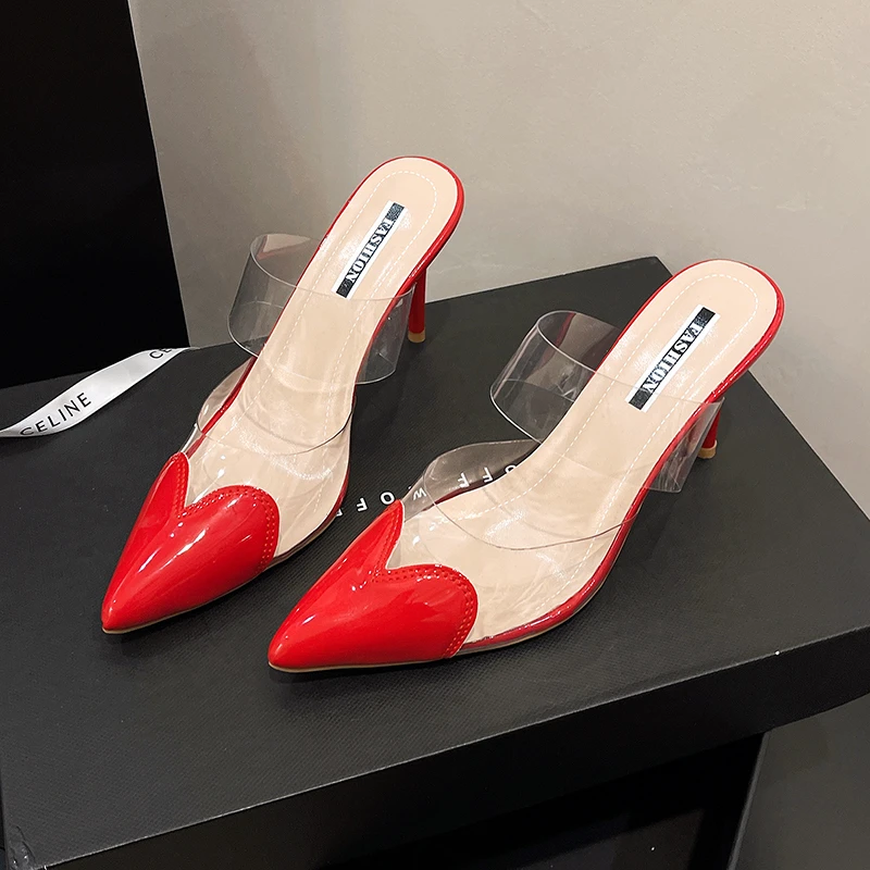Kadın Kırmızı Kalp Desenli Rug - Clear Strap Heel incelemesi ve fiyatı