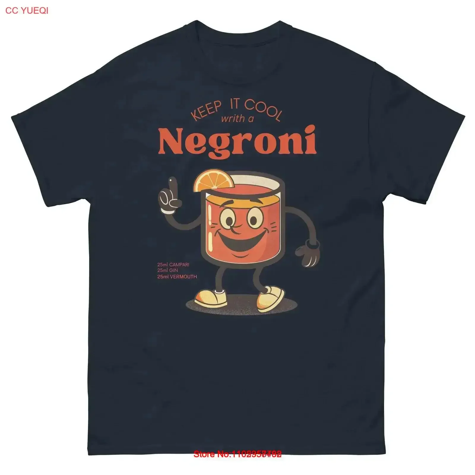 Negroni Cocktail T-Shirt, Vintage-Stil, italienisches Getränk, klassischer Bar-Look, Vintage-Waschung, modische Grafik, bequeme, dehnbare Streetwear
