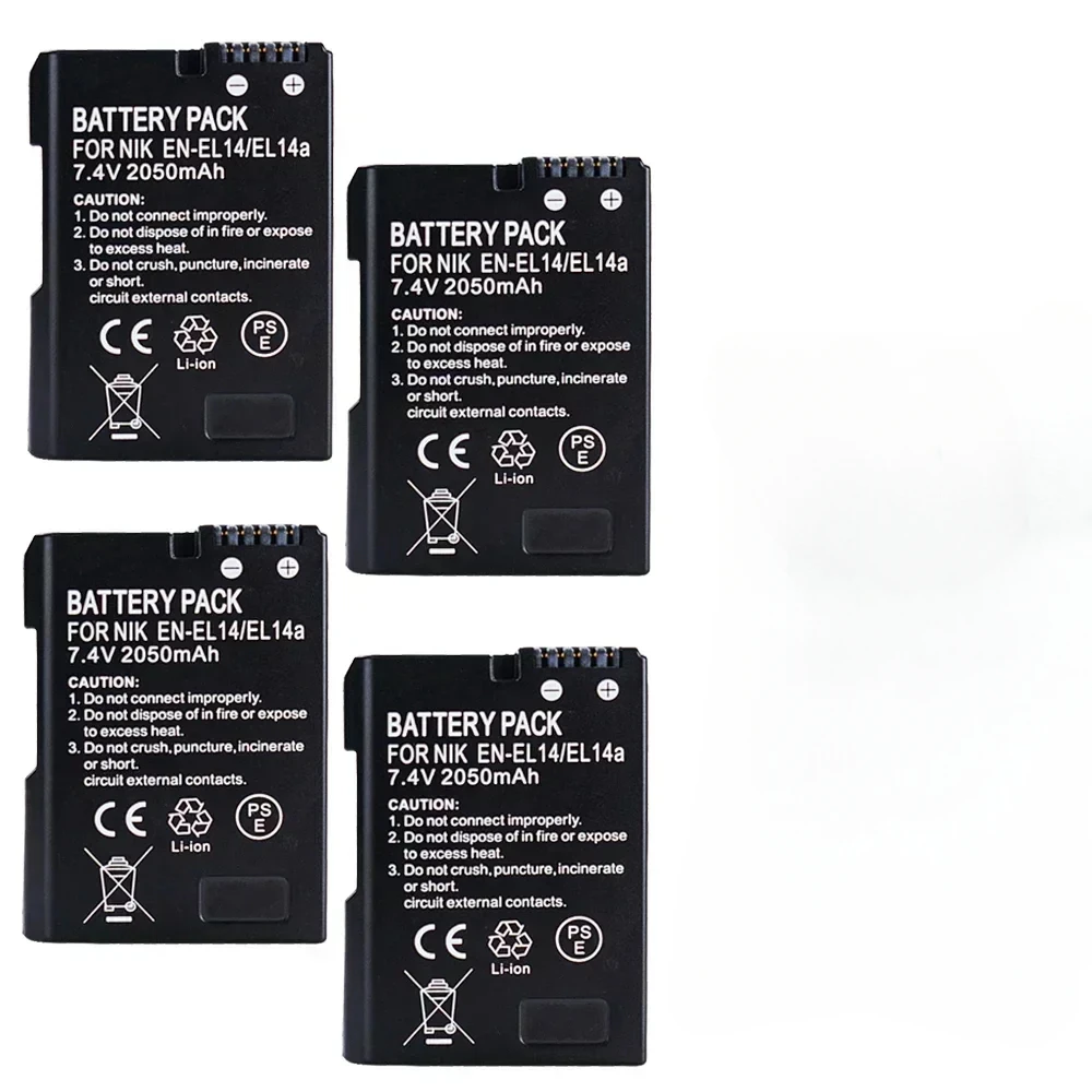 EN-EL14 7.4V 2050mAH Battery Suitable for Nikon Cameras D3100 D3200 D3300 D5100 D5200 D5300 D7000 D7100 D7700