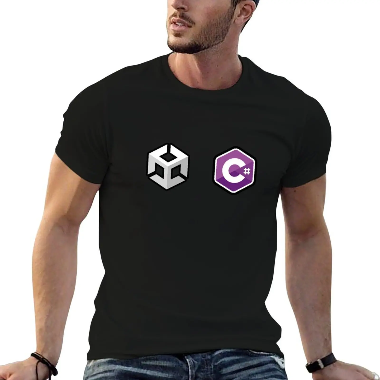 T-shirt pour développeur de jeux Unity CSharp / T-shirt pour développement de jeux Unity, col rond, grande taille