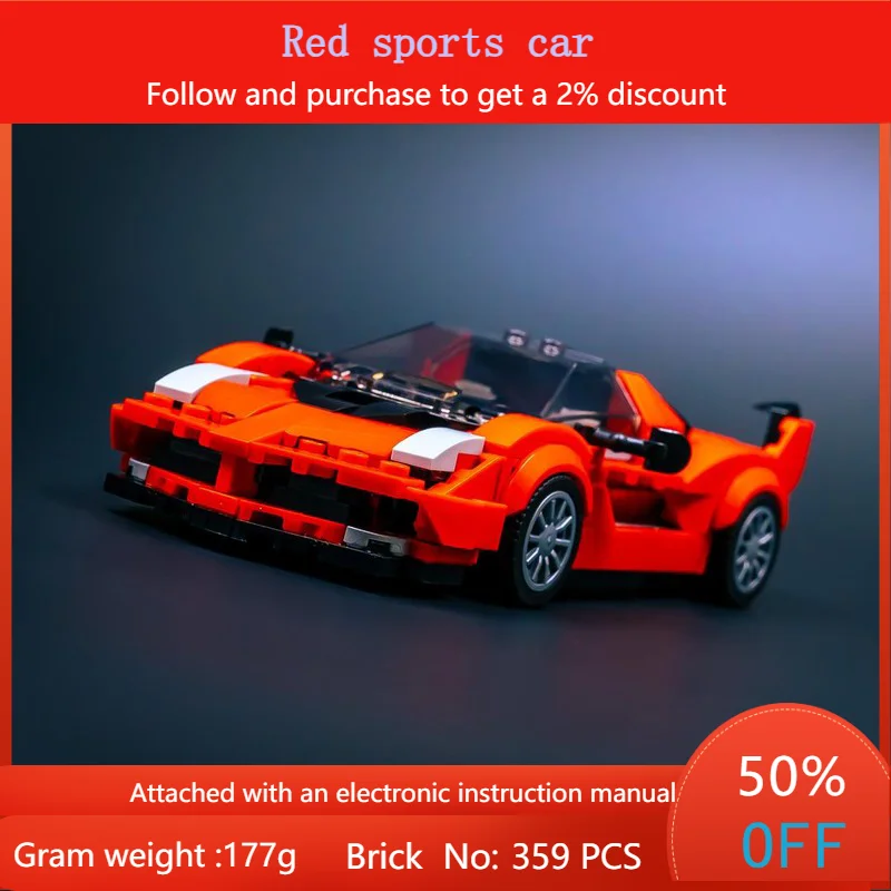 

359 Parts Building Block Model Red Sports Car MOC Construction Set Creative Christmas Gift For Boys Adults Children