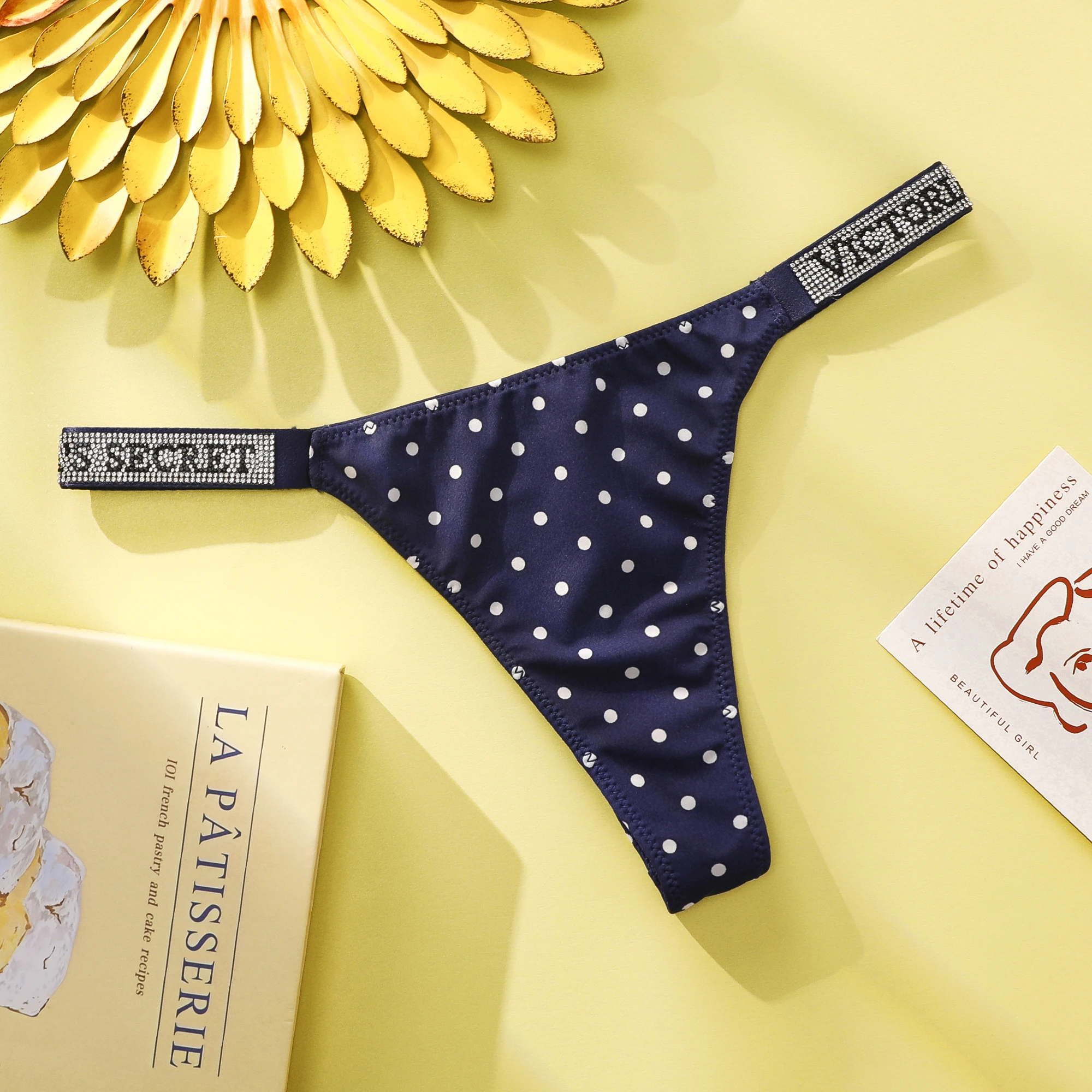 VS Panties Set Breathable Cotton Hipster Underwear Thong Hipster Seamless Victoria Secret Women Polka Dot Lace Bikini Cheeky view 5