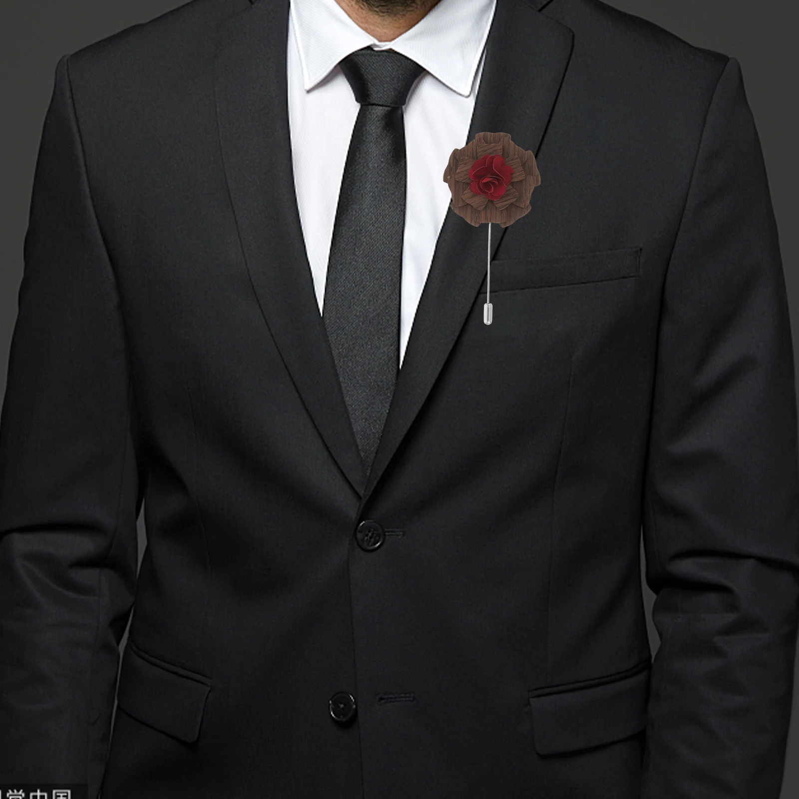 

Floral Lapel Wood Decorative 5 Colors Suit Accessory Wedding Party Flower Flower Lapel Pin Head Pin for Men Women
