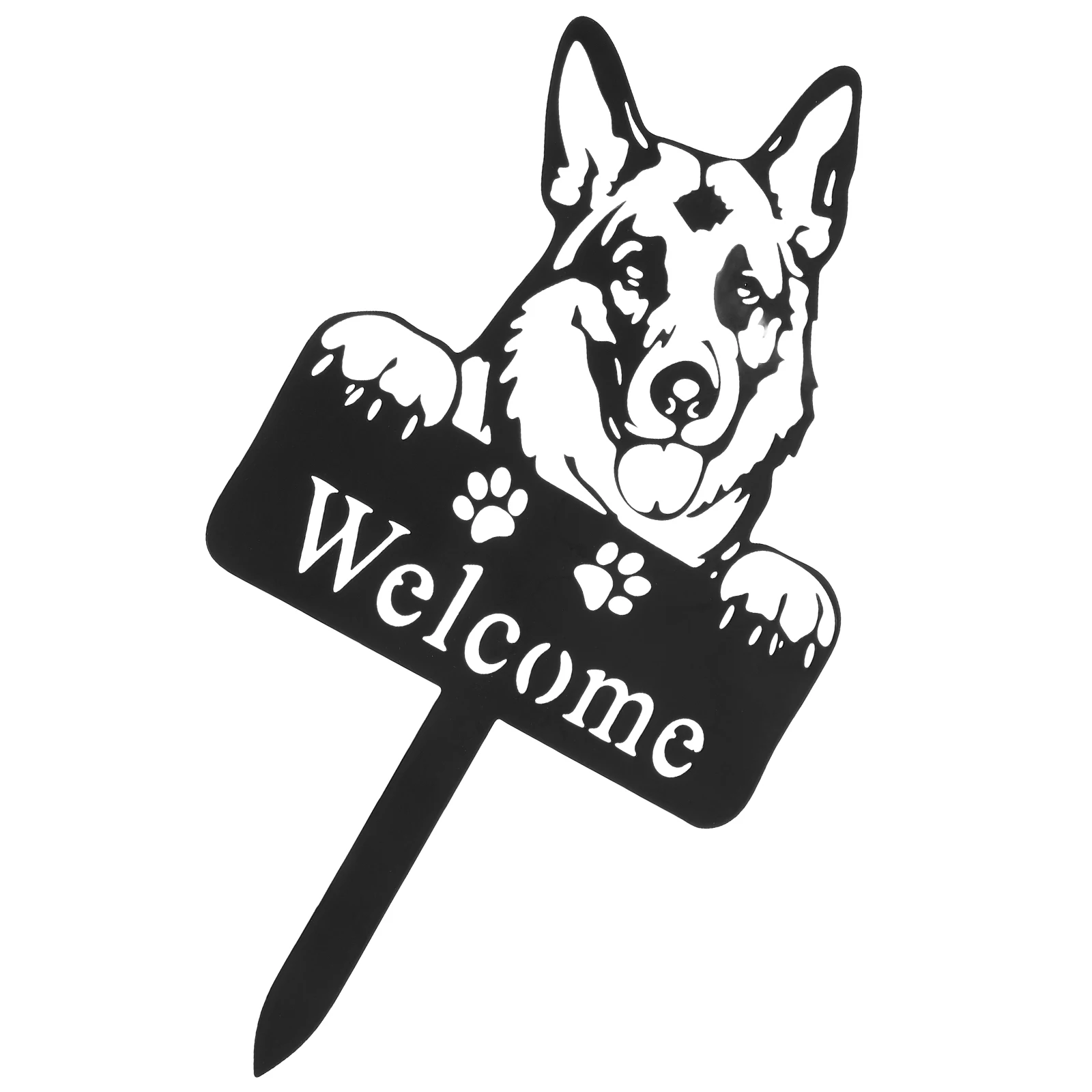 

German Shepherd Metal Garden Stakes Outdoor Decor Yard Art Double Sided Reusable Dog Stake Lawn Ornament Creative