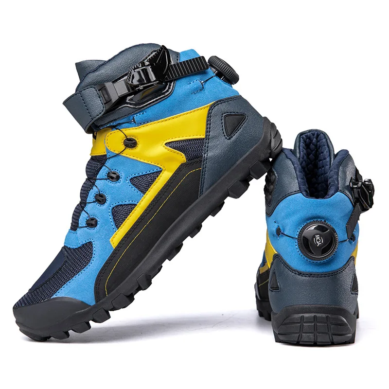 New Off-road Recreational Protection Fall Resistant Waterproof Racing Men's Non-slip Biker Shoes Microfiber Leather Biker Boots