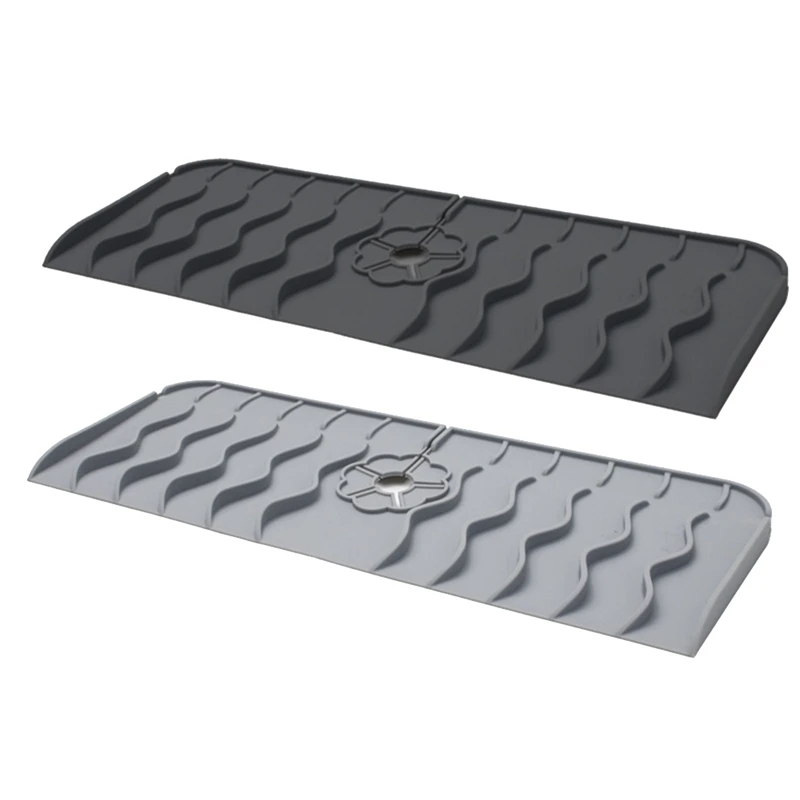 Hot Silicone Faucet Mat Water Ripples Kitchen Faucet Water Catcher Mat Large Sink Splash Pad Countertop Protector