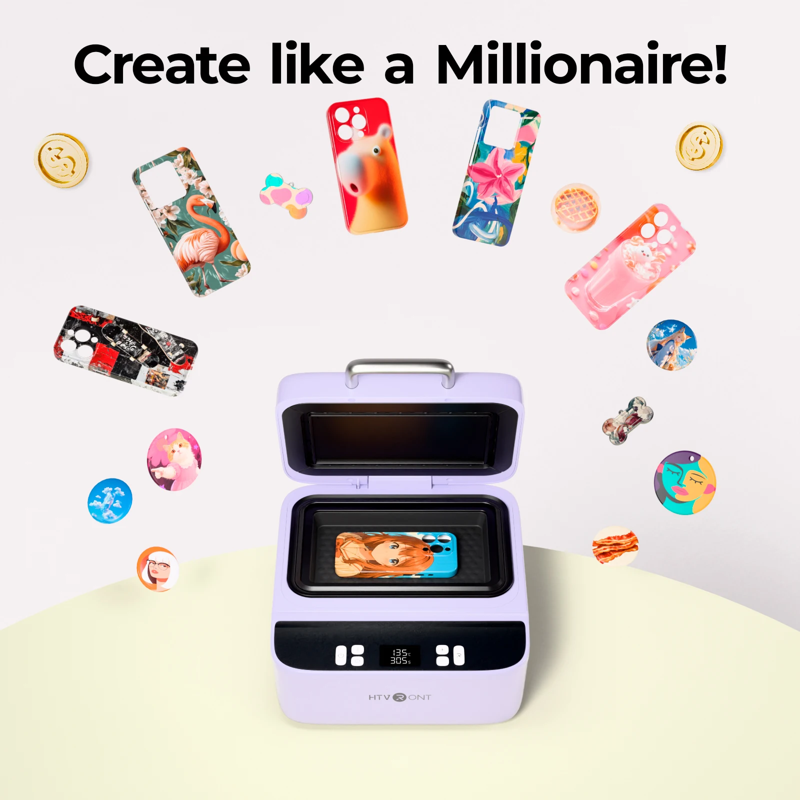 

HTVRONT H17 Phone Cases Heat Press with 3D Vacuum Heat Phone Case Auto Heat Press Compatible With iphone & Android Phone