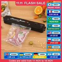 TINTON LIFE 220V/110V Vacuum Sealer Packaging Machine with Free 10pcs Vacuum Bags Household Black Food Vacuum Sealer