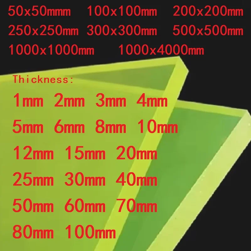 1pc Polyurethane Elastic Rubber Sheet PU Damping Cushion Plates Plastic Pad Thickness 1 2 3 4 5 6 8 10 15 20 30 40 50-100mm