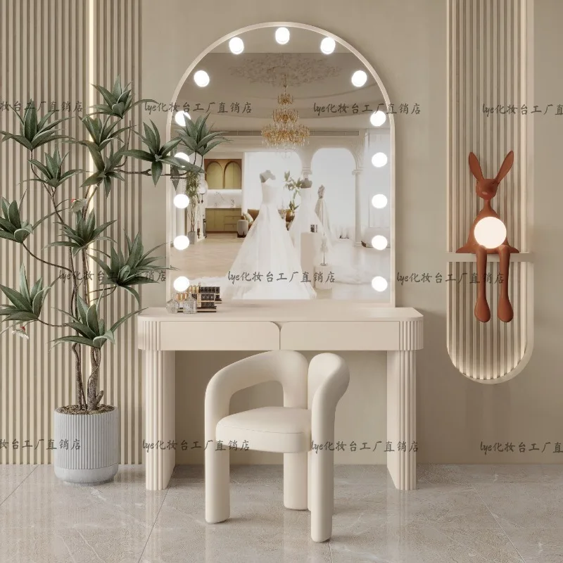 درج أسود منضدة الزينة للفتيات تصميم بسيط بإضاءة LED طاولة زينة للمكياج عطر أوروبي Mueble Tocador أثاث منزلي