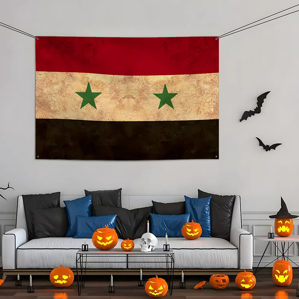 Old Syria Syrian Retro Flag Room Bedroom Home&Outdoor Wall Hanging Concert Printed Background Decoration Art Banner