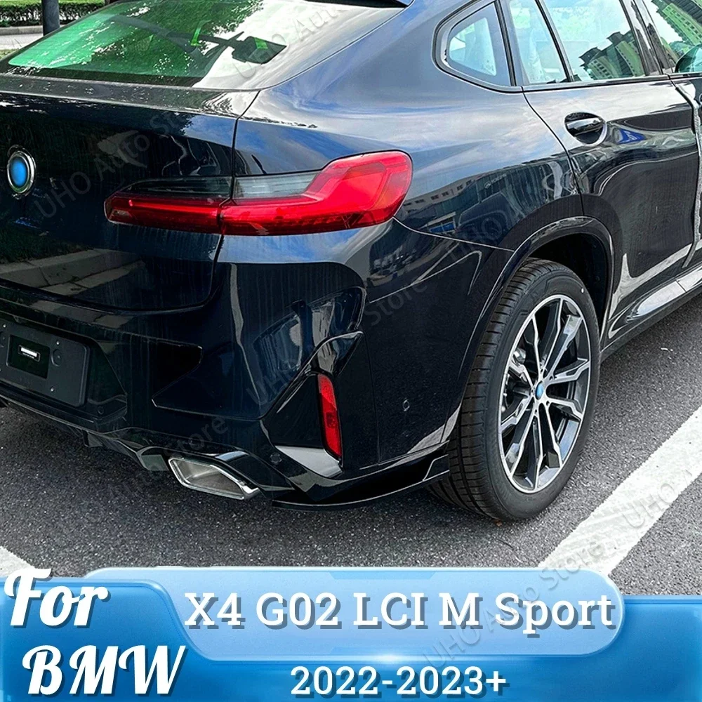 

For BMW X4 G02 LCI M Sport 2018-2023 Car Rear Bumper Lip Spoiler Splitter Canards Diffuser Guard Accessories Gloss Black ABS