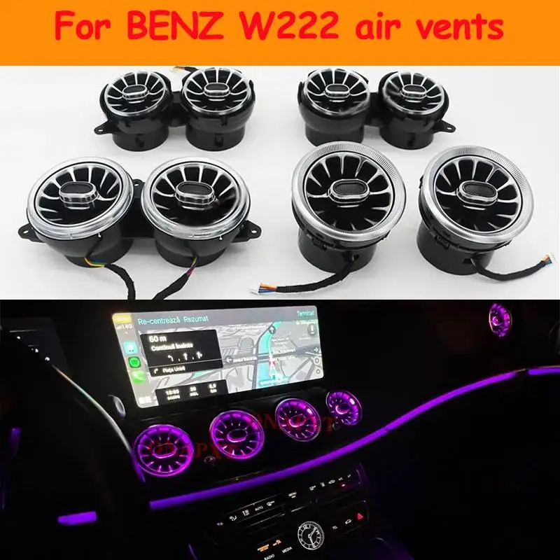 For Mercedes-Benz S-Class W222 S400 S450 S320 S350 LED 7/64 Colors Turbine vent Turbo Vent Nozzle Ambient Light