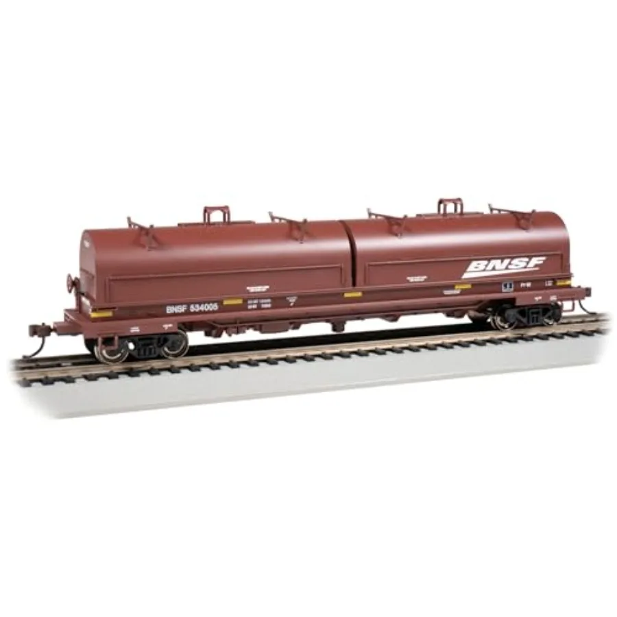 

HO Scale model train: 55' steel freight car with coil load, BNSF 534005, gray with red accents, durable metal construction and