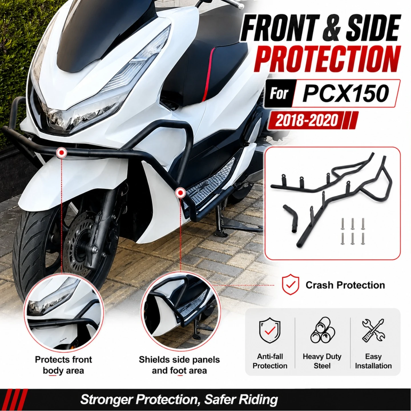 Motorcycle Crash Bar Engine Guard Bumper Frame Side Protection for PCX150 2018 2019 2020