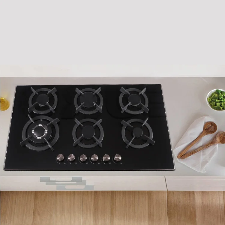 Gas Cooker 6 Burner Cooktops Kitchen Gas Hobs Cooking Stove Built in Gas Hob With Flameout Protection