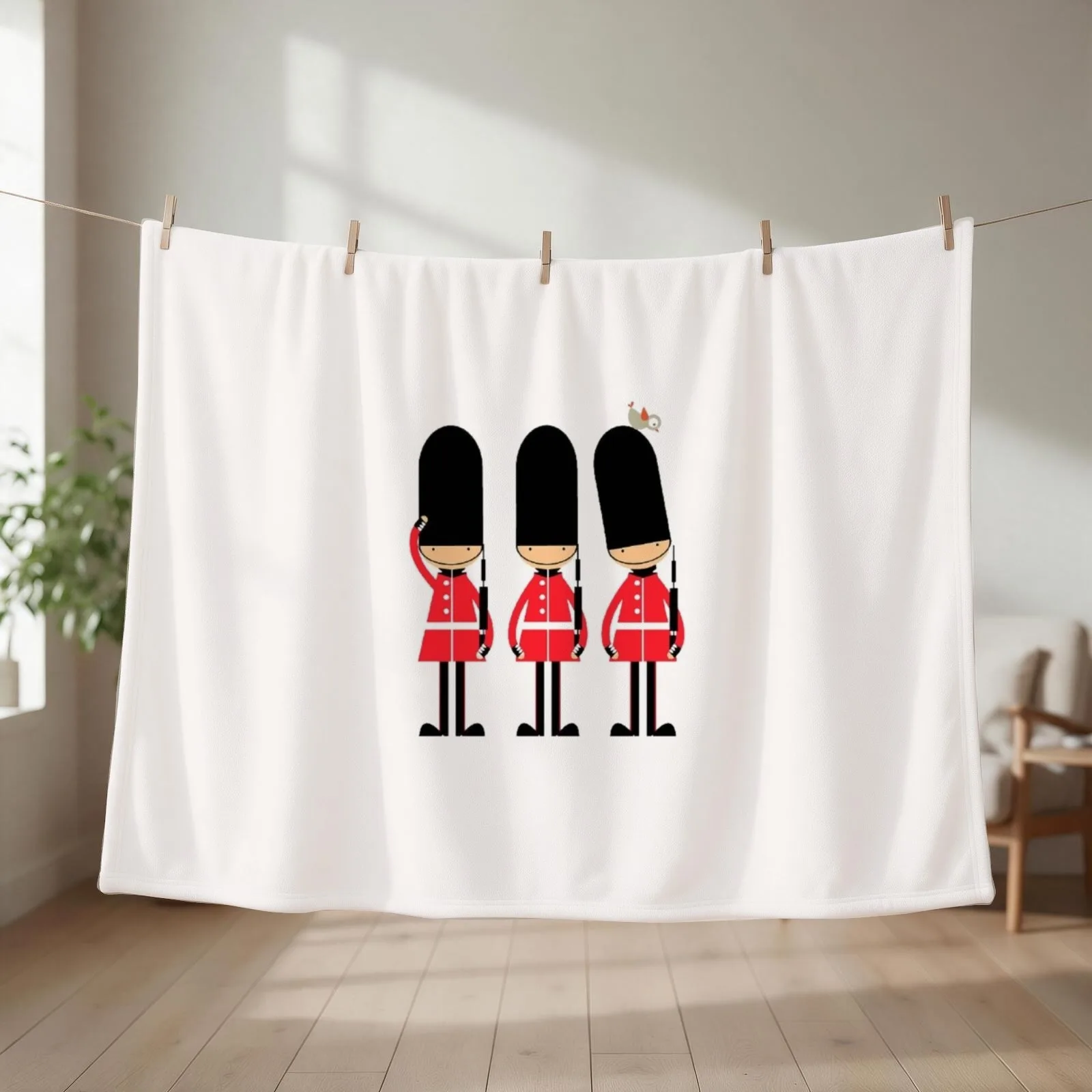 Vintage Funny London Queen Guard United Kingdom Throw Blanket couch cozy soft plush fuzzy picnic outdoor blanket