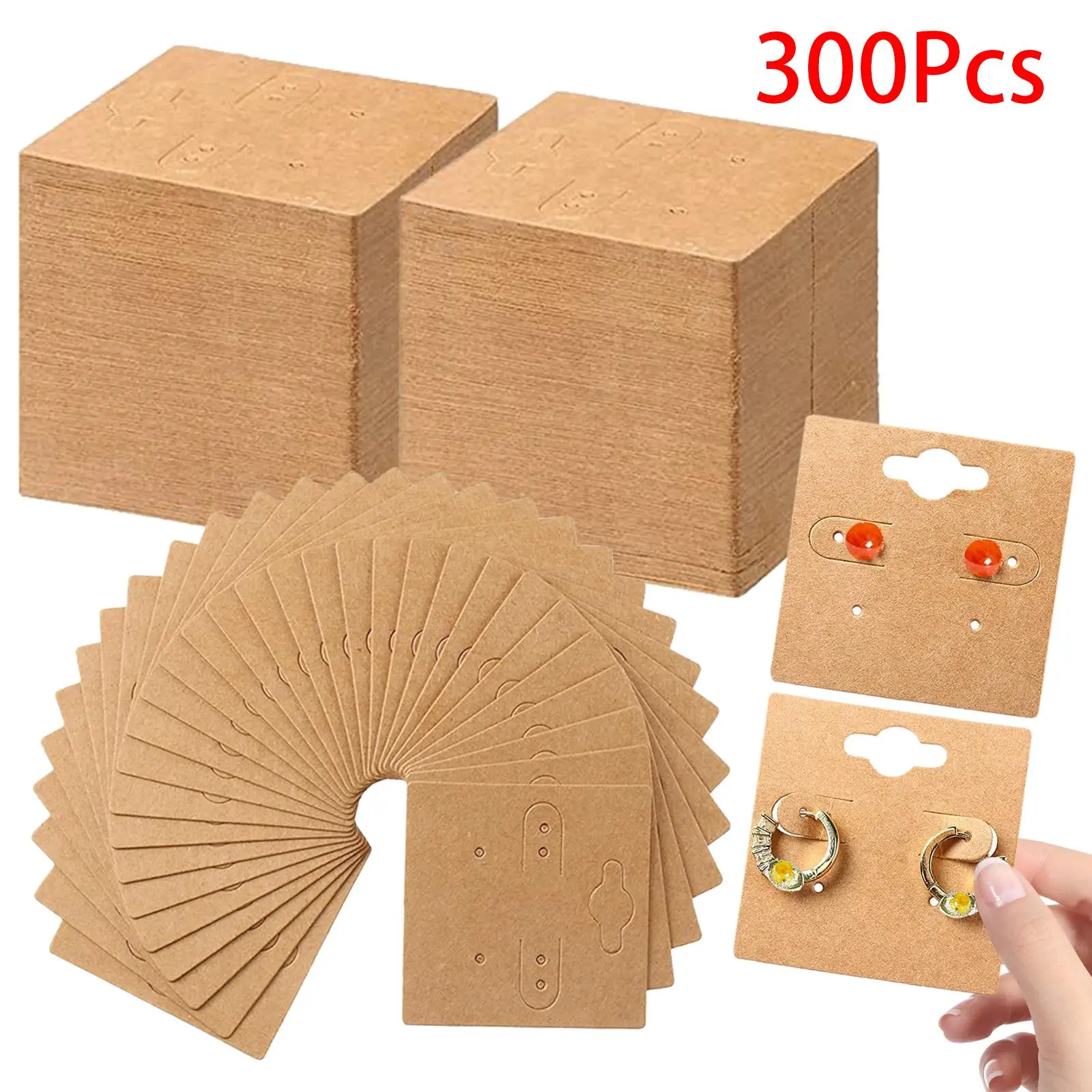 300Pcs Kraft Paper Earring Display Cards for Trade Show Boutique Display