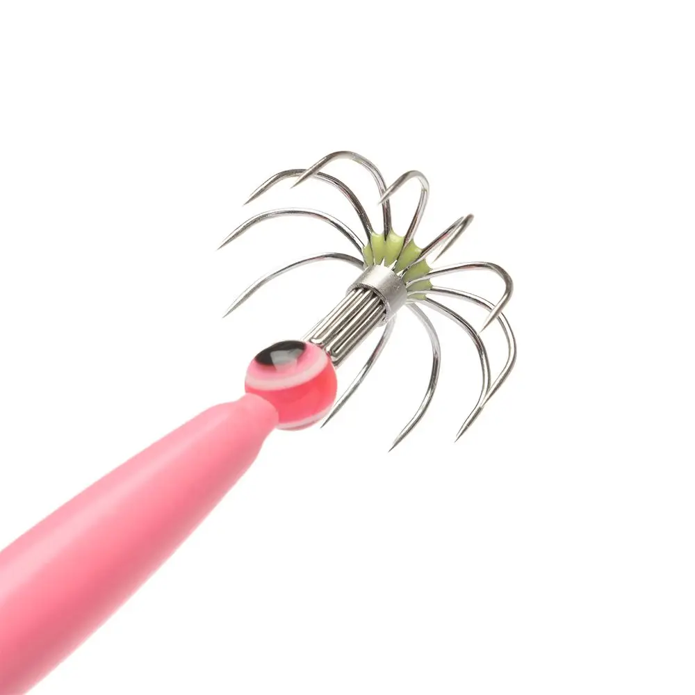 1Pc Stainless Steel Squid Hook Simulation Noctilucent Octopus Bait New Style Wood Shrimp Lures Sleeve-fish Fishing Tackle