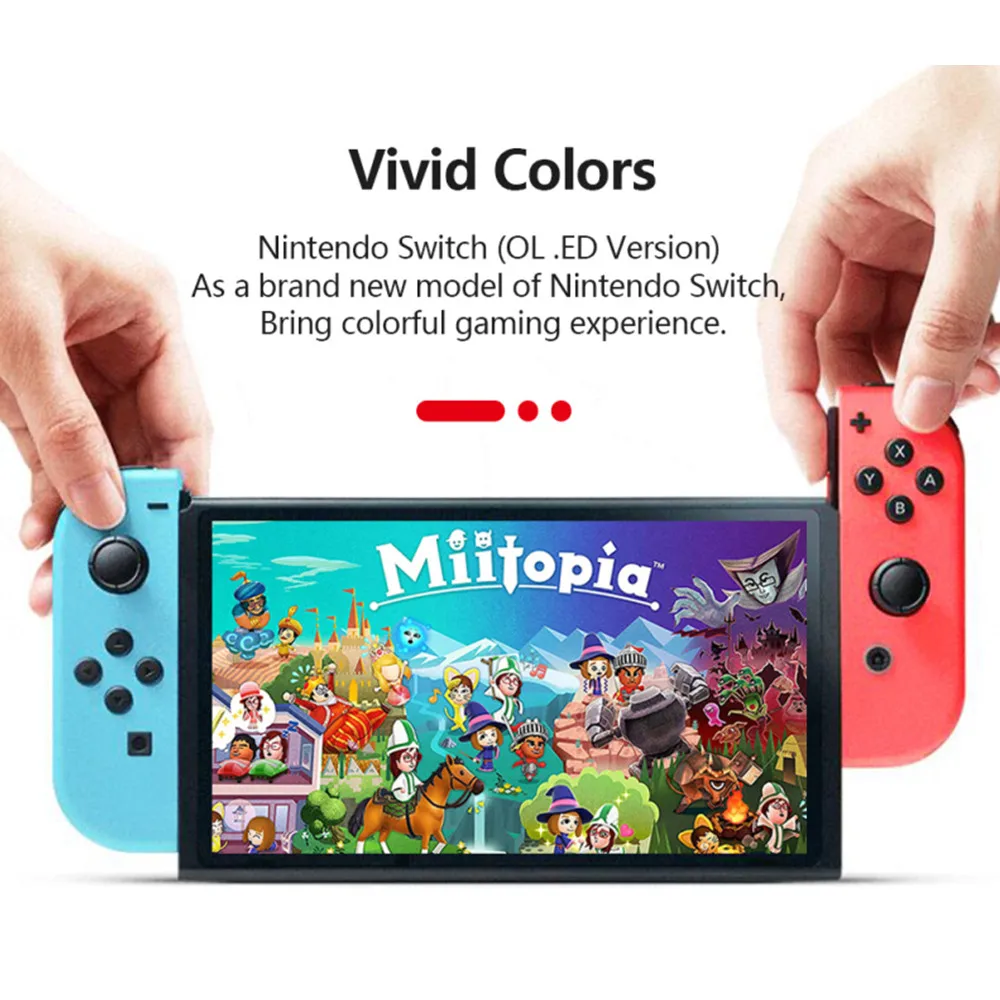 Nintendo Switch OLED Video Game Consoles 7 Inch OLED Touch Screen White set Blue and Red Joy Con 64GB Internal Storage Famicom