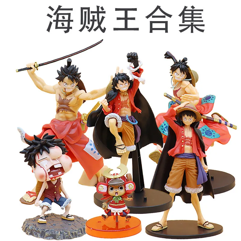 One Piece Hyakei Luffy Roronoa Zoro Sanji Sabo Five Gear Luffy Figure Kimono Battle Edition Model Ornaments Collection Toys Gift