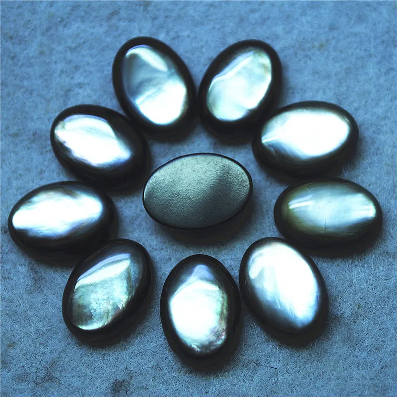 

4PCS Natural Black Shell Cabochons Oval Shape 10X14MM 13X18MM No Hole DIY Jewelry Accessories Hot Sellings