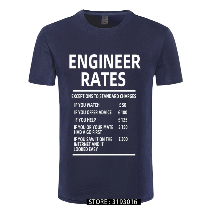 Engineer Labour Rates PRINTED Men\'s Tshirt Christmas Day Fashion Short-sleeve Round Collar T-shirt Man\'s Print Tshirt Oversized