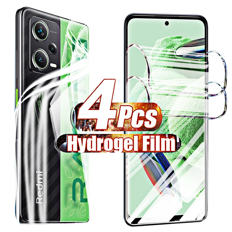 4PCS Front and Back Hydrogel Film for Xiaomi Redmi Note 12 11 10 9 8 11e Pro Case Protectors Note12 12Pro Plus 5G 12c 10c Cover