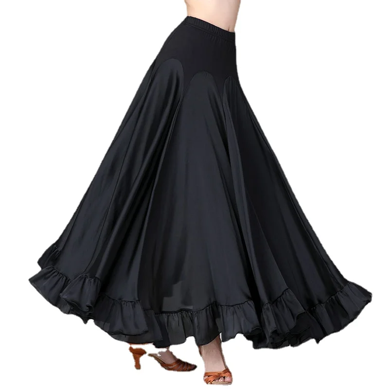 

New Women Black Modern Dance Skirt National Standard Dance Skirt Ballroom Dance Costumes Large Swing Skirts Stage Waltz Skirts