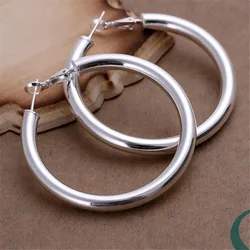 925 Sterling Silver Beautiful 5CM Big circle hoop earrings for Woman Fashion Party Wedding Accessories Jewelry Christmas Gifts