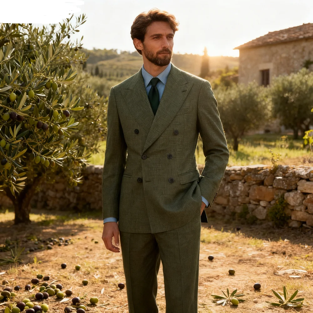 

Men's Houndstooth Wool Suit 2-Piece Set Custom-Made Autumn Winter Tern with Jacket And Pants in Beige And Black for Business