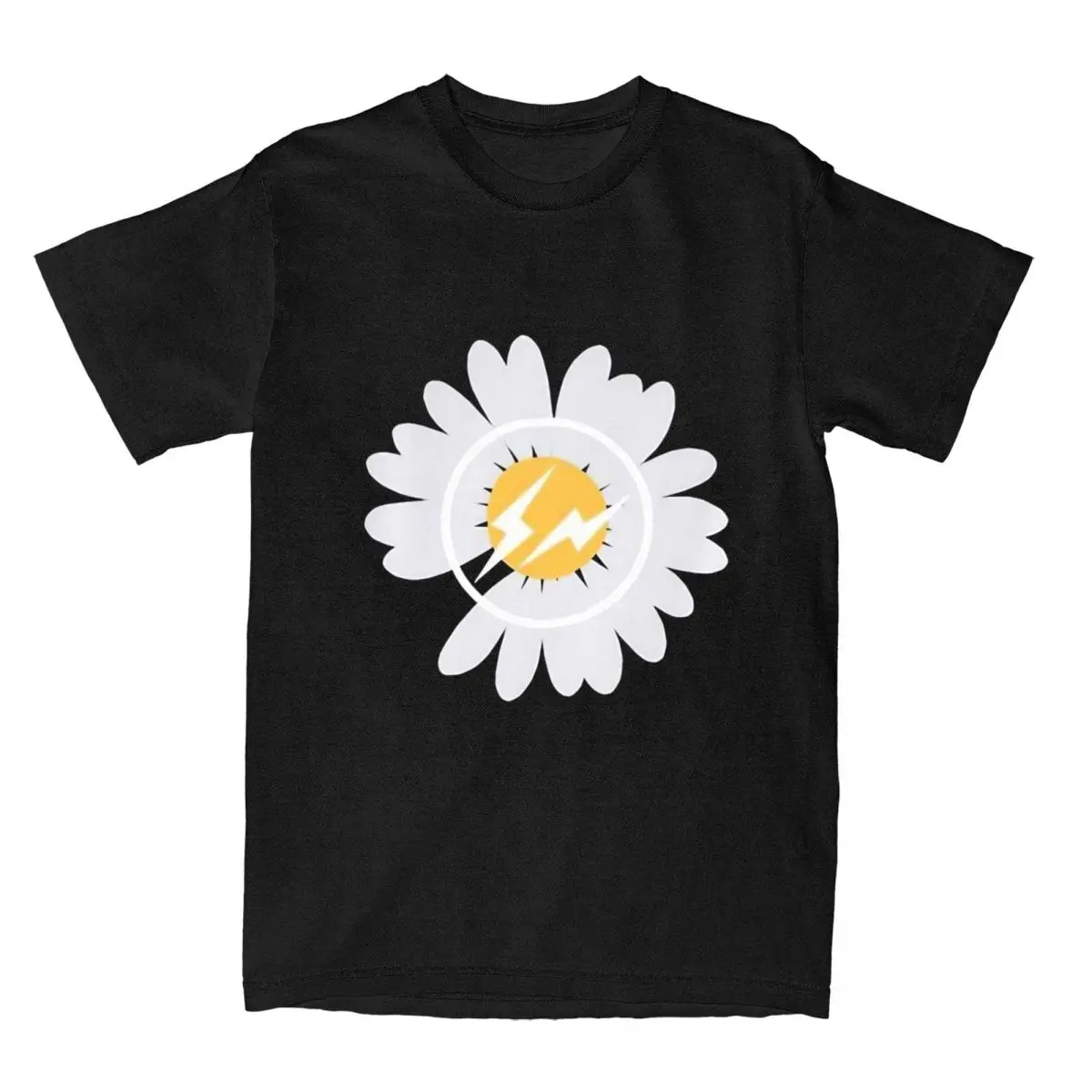 Streetwear T Shirt Daisy Floral 100% Cotton T Shirts Lightning Plant Hip Hop Tee Shirt for Men Summer Casual Short Sleeve Tees