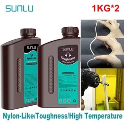 SUNLU 2KG Nylon-Like/ Toughness / High Temperature 3D Resin 405nm UV Resin For most SLA/DLP/LCD 3D Printer Material UV Sensitiv