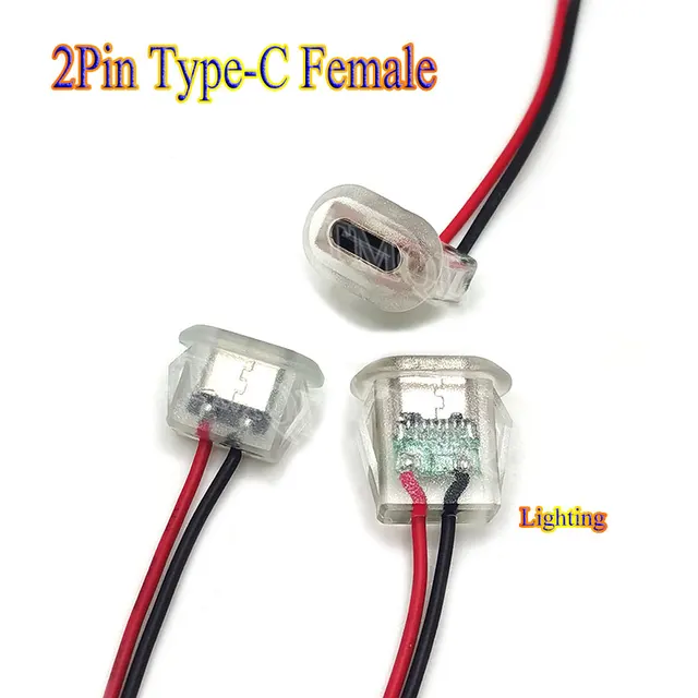 2-pinowe gniazdo ładowania USB typu C 3A 5A z podświetleniem LED Wodoodporny port zasilania USB-C Złącze żeńskie TYPE-C Jack