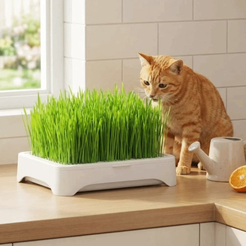 Plastic Cat Grass Planter Anti-Pull Out Growth System Hydroponic Tray Self-planted Tray 3 Layer Soil-Free Nursery Box