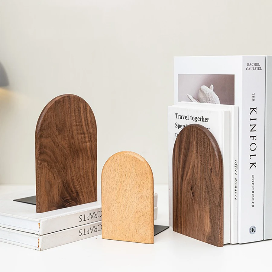 Nature Wooden Bookends Desktop Bookshelf Desk Organizer Office Home Book Accessories Storage Book Holder Wood Book Ends