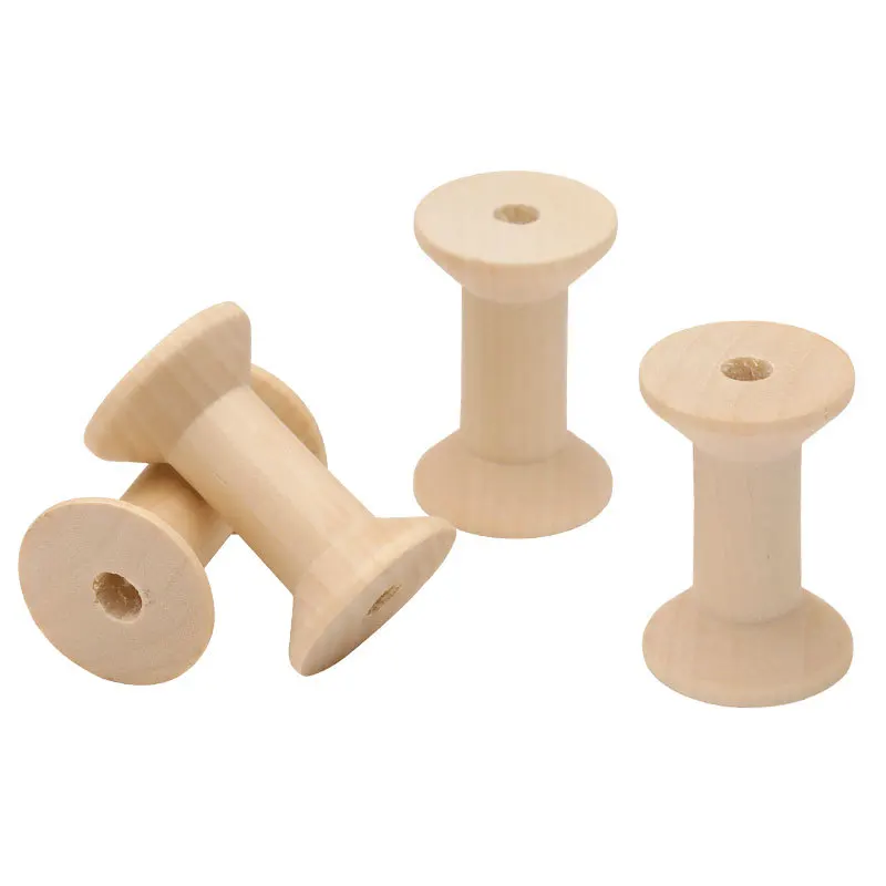 500Pcs/Lot Vintage Natural Wooden Empty Thread Spool Coils Bobbin Tool DIY Roller for Sewing Crafts Wire Ribbon Needlework