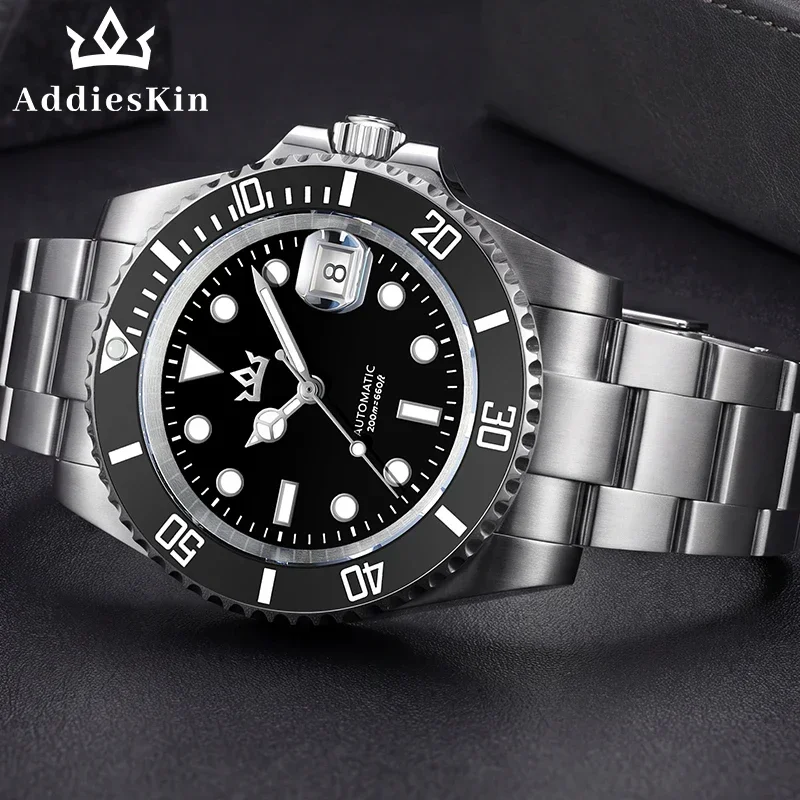 AddiesKIN Men‘s Watch Sardonyx Dial Sapphire Glass 316L Steel K012 BGW9 Luminous 200m Diver Mechanical Automatic Watches ST2130