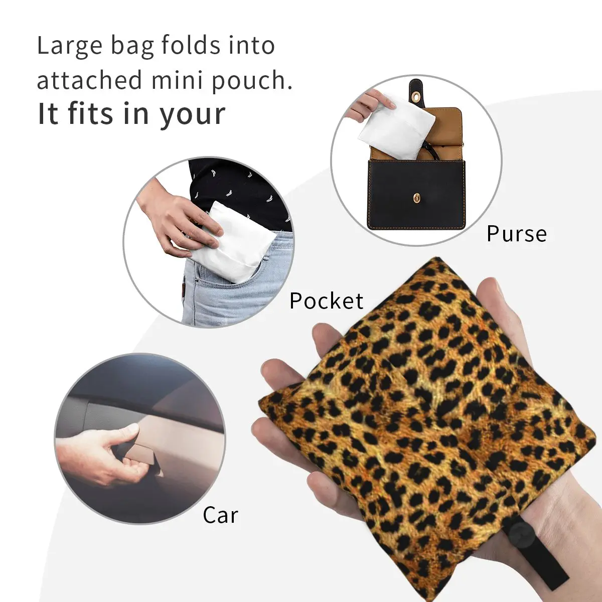 Custom Leopard Pattern Texture Shopping Bags Women Portable Large Capacity Groceries Cheetah Camouflage Tote Shopper Bags