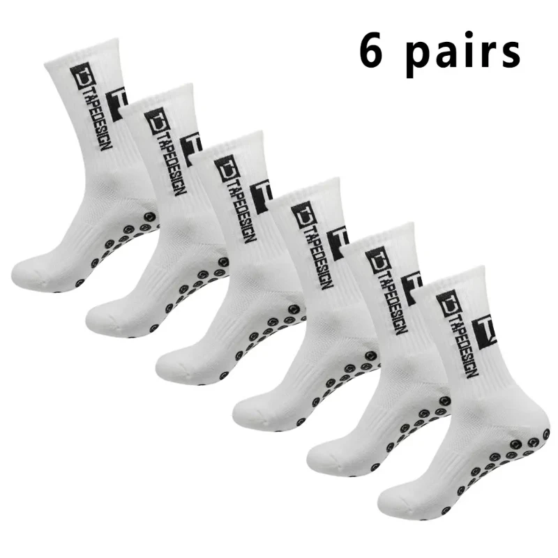 

6 pairs of football socks sports socks men's mid-calf socks silicone non-slip dot socks basketball gift yoga socks