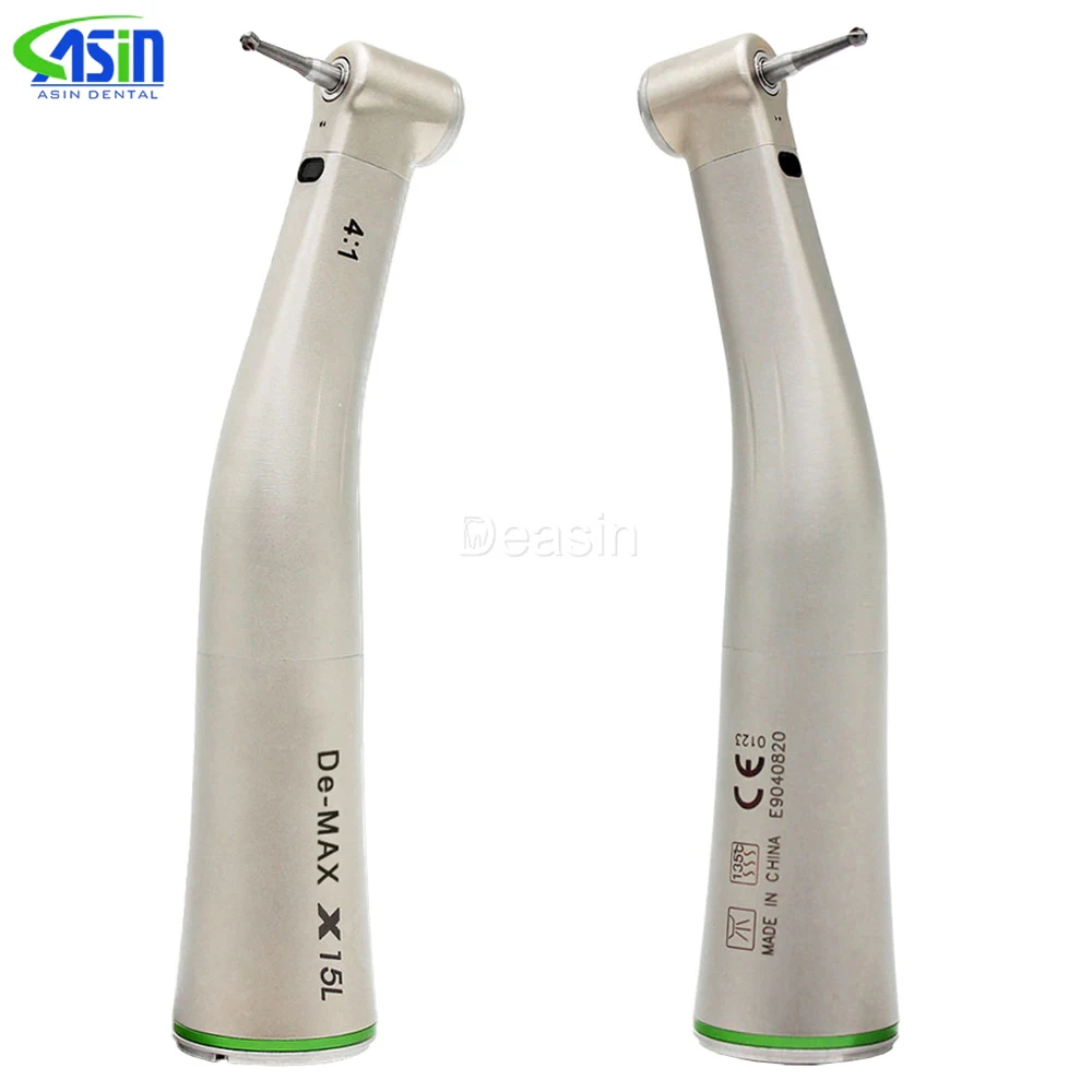 

1 pcs x Dental Fiber Optical LED Contra Angle 4:1 De-max Low Speed Handpiece green ring dental handpiece