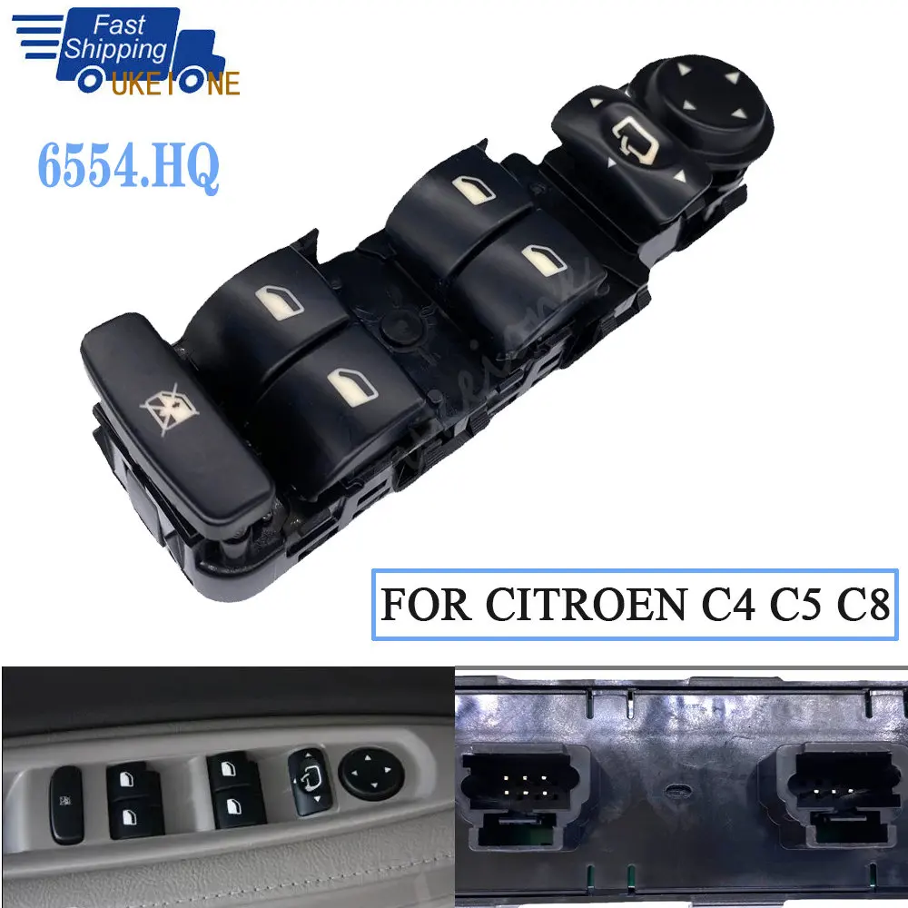 For Peugeot 807 Citroen C5 C8 2002-2007 Driver Left Power Window Mirror Control Switch Lifter Regulator Button 6554.HQ Car Parts