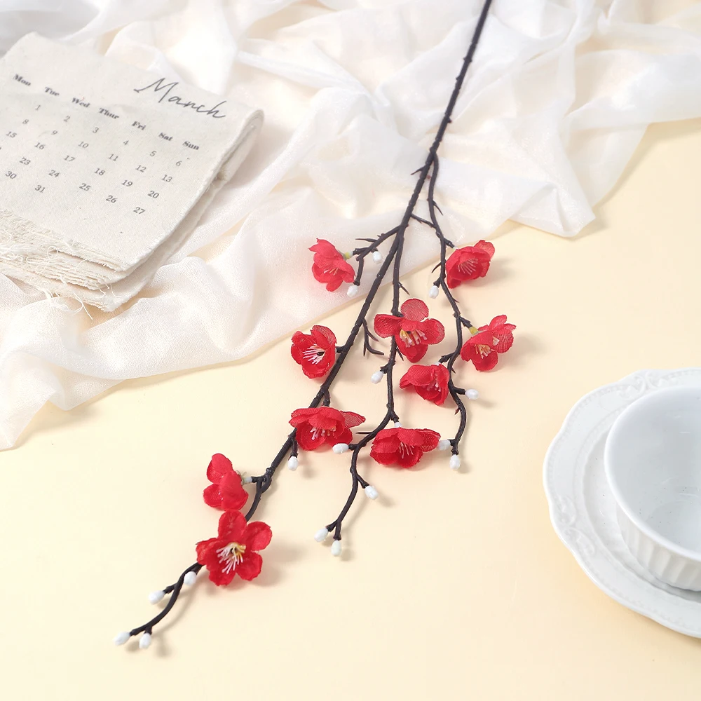 Bouquet de fleurs artificielles de prunier, 53CM, fausses fleurs pour décoration de maison, jardin, mariage, accessoires de Vase de Table, 1/2 pièces