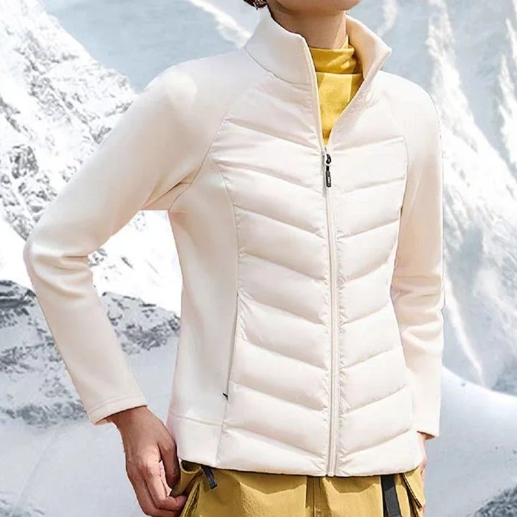 

Slim Fit Spor Cotton Jaet Lightweight Stand Collar Inner Warm Outer Autumn Winter Waist Inward Design Thinming Effect